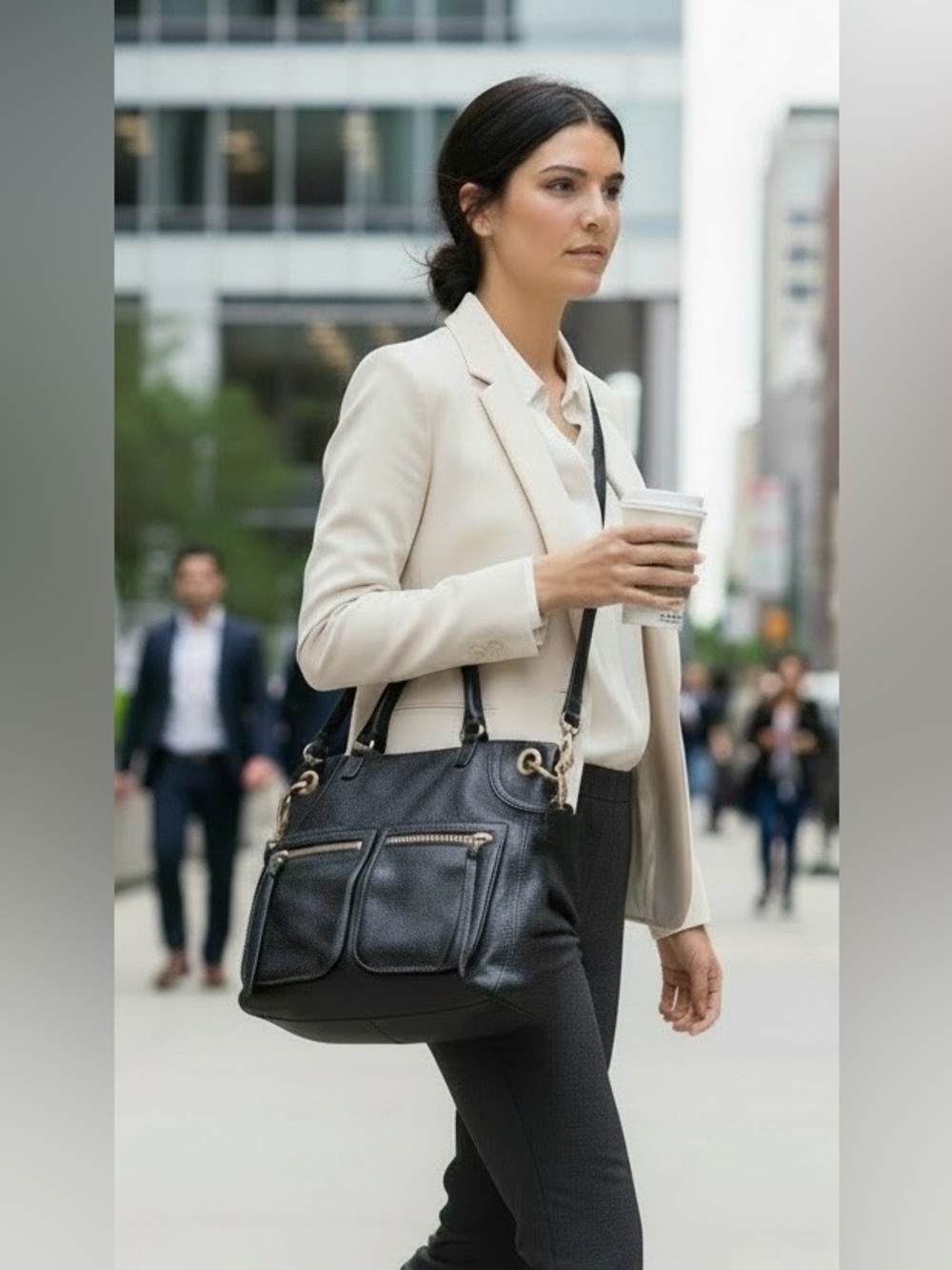 Fossil Sutter Black Leather Crossbody Hobo Shoulder Bag Purse